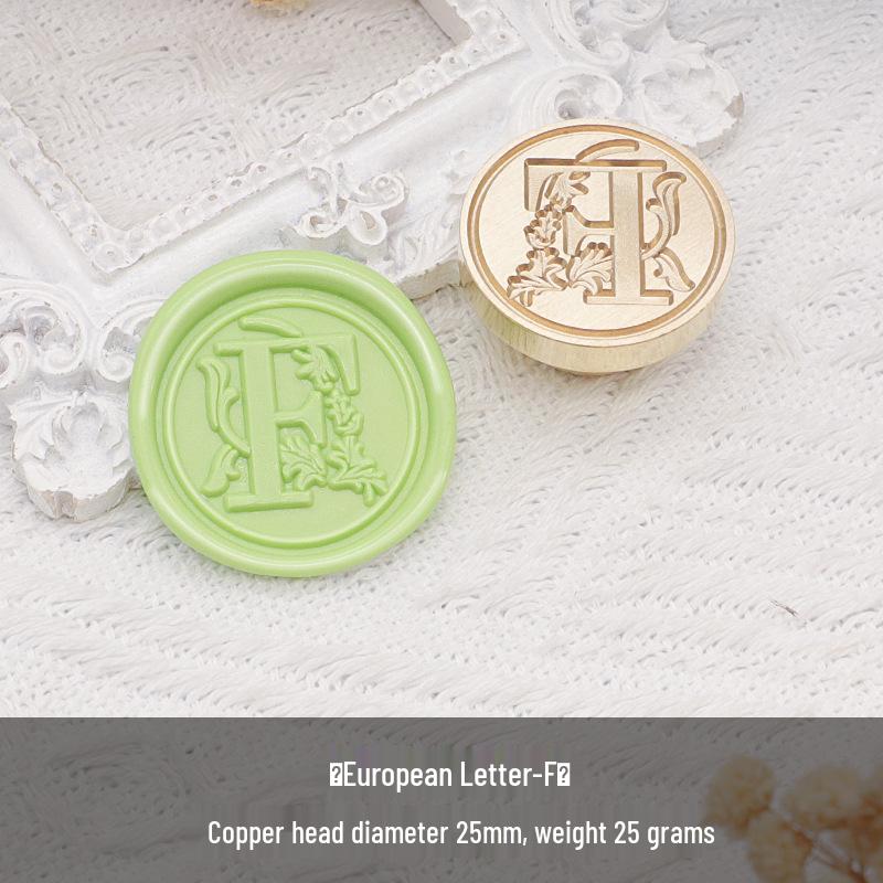 Wax Seal Stamp Head with 26 A-Z Letter Patterns - Retro Copper Design for Envelopes
