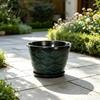 Garden Supplies for Flowers 11 Inch Flower Pots Leaf Embossed Plastic Planters with Drainage Hole Retro Breathable Containers Indoor Outdoor