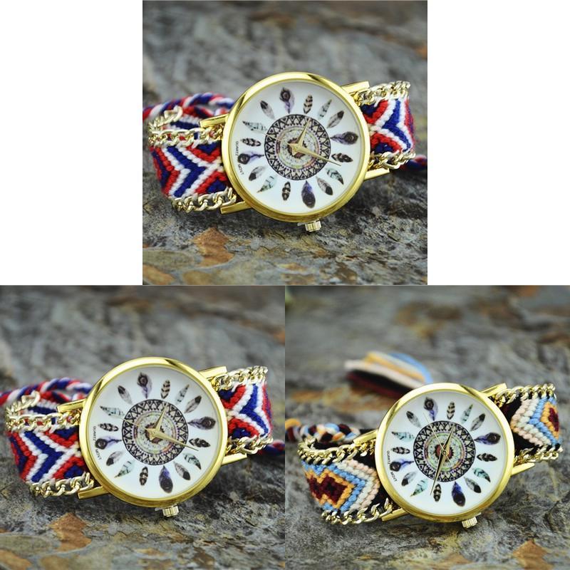 Orologio Intrecciato da Donna Dreamcatcher con Quadrante in Vetro per Regalo e Uso Casual