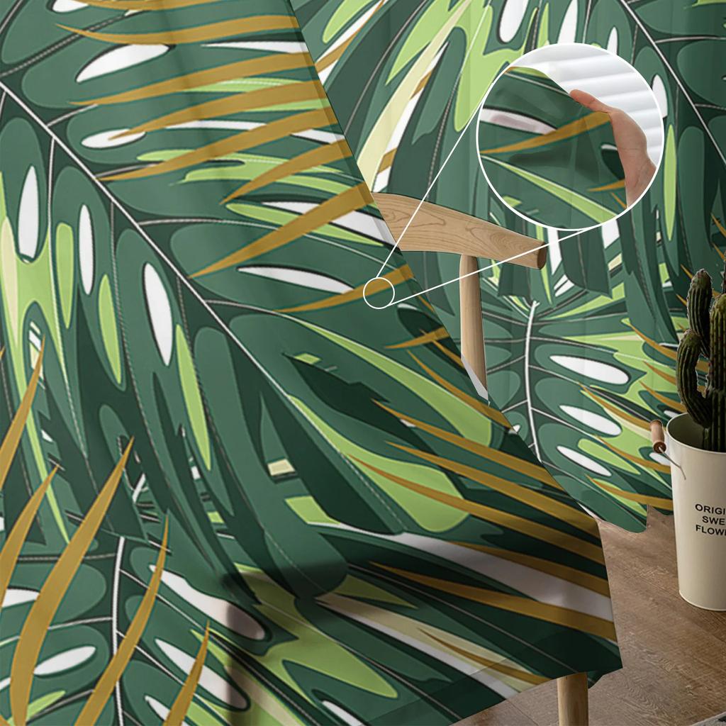 Tropische Dschungelpflanze Monstera Vorhang für Wohnzimmer Transparente Tüllvorhänge Fensterschoner für das Schlafzimmer Zubehör Dekor