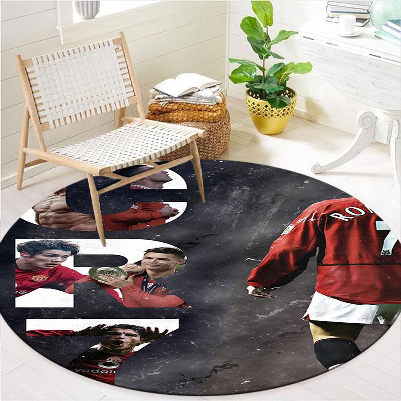 CR7 Round Area Rug,Carpet Rug for Living Room Bedroom Sofa Playroom Decor,Non-slip Floor Mat