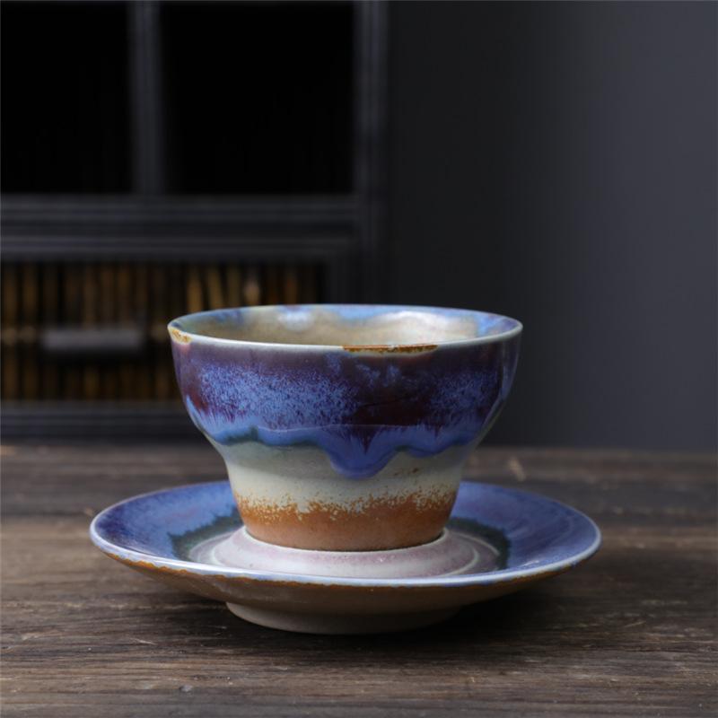 Retro Ceramic Cup Small Capacity Coffee Cup And Saucer Set Creative Cup Japanese Coarse Pottery Cup