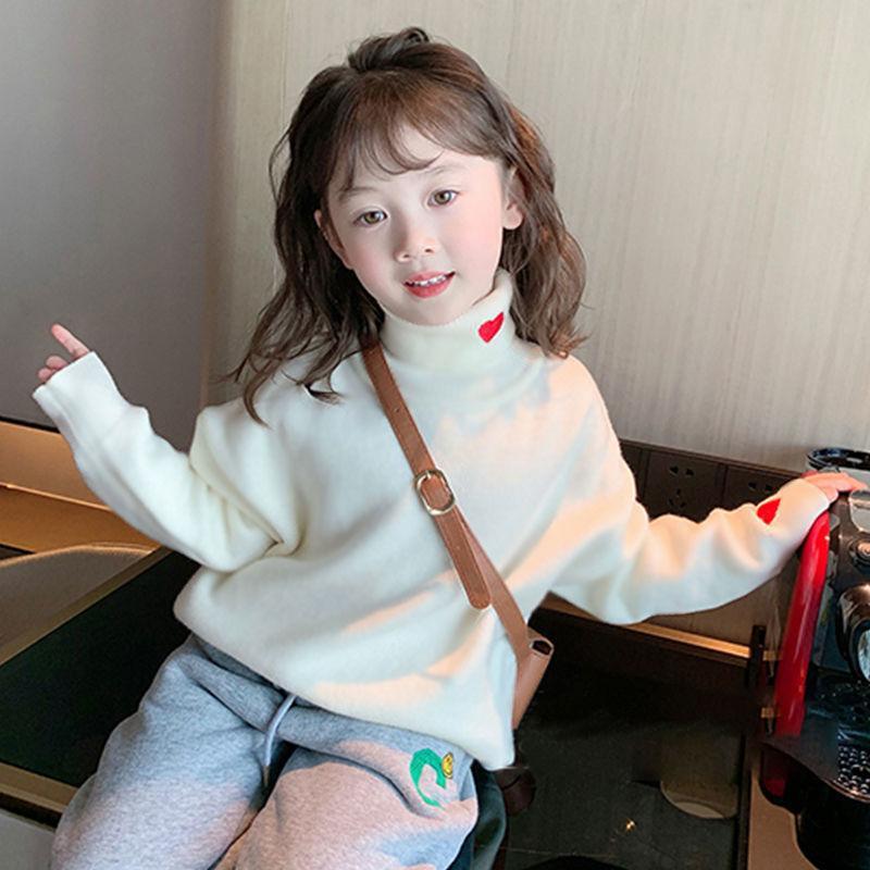 Girls' High Neck Thermal Top - Autumn/Winter Long Sleeve, Plus Velvet, Warm Base Layer