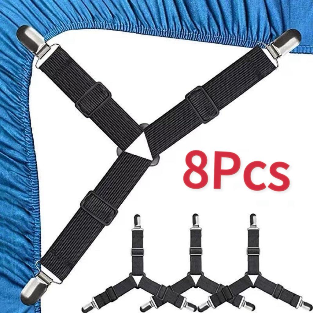 4PCS/Set Elastic Bed Sheet Grippers Adjustable Belt Fastener Clips Mattress Cover Blankets Holder Sofa Fixation Organize Gadgets