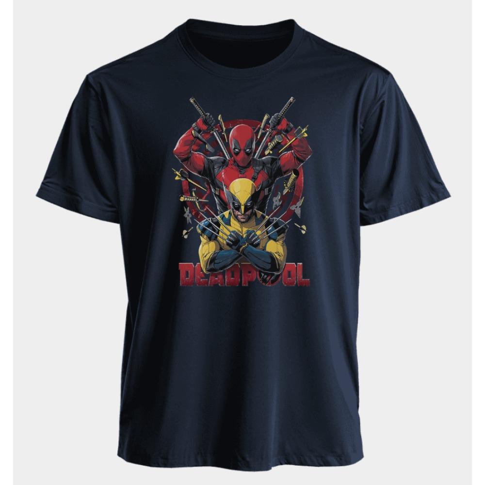 Men's and Women's T-shirts Deadpool Wolverine Summer American Spring and Autumn Basic Sporty Punk Oversized Short-sleeved