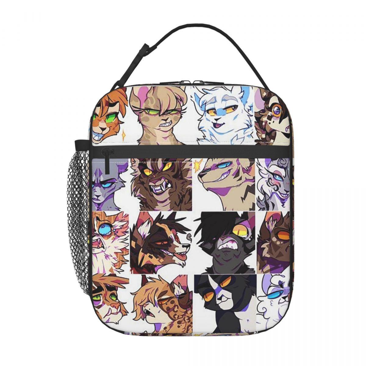 Warrior Cats Geïsoleerde Lunchtas voor Dames Kinderen Lekkend Bewaarbakjes Thermische Lunchbox Tote One Size gray