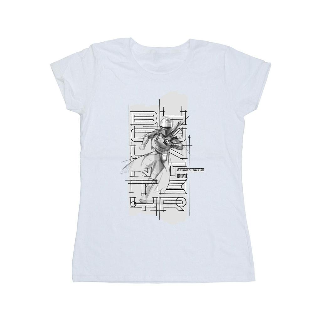 STAR WARS Womens/Ladies The Book Of Boba Fett Fennec Illustration Cotton T-Shirt