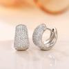 Pave Bright Zircon Stud Earrings for Girl Sterling Silver  Fashion Design Small Ear Stud Accessories for Daily Non Fading