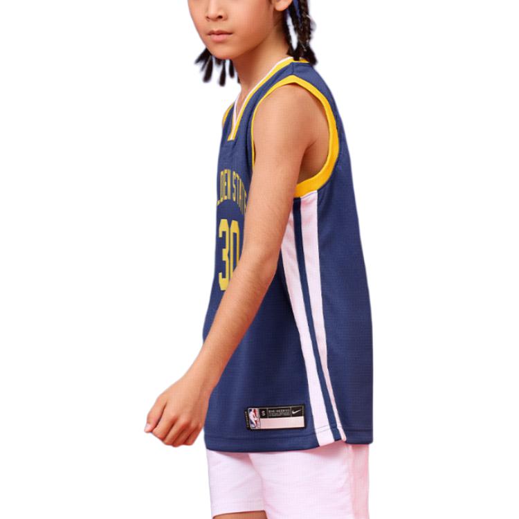 Nike NBA Golden State Warriors Curry 30 Season New Letter Print Breathable Sports Jersey Kids jersey Blue 3Y2B7BXJP-WARSC
