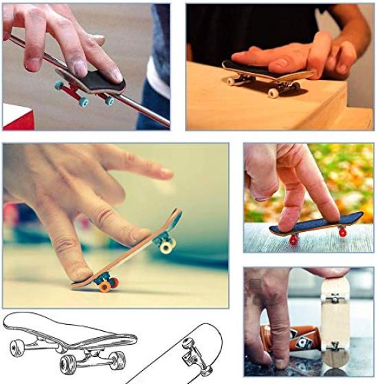 Mini Skateboard Made of Maple Professional Easy Includes Birthday Gift for Adults and Kids Fingerboard, Toy, Wood, Design, Assembly, Screwdriver,