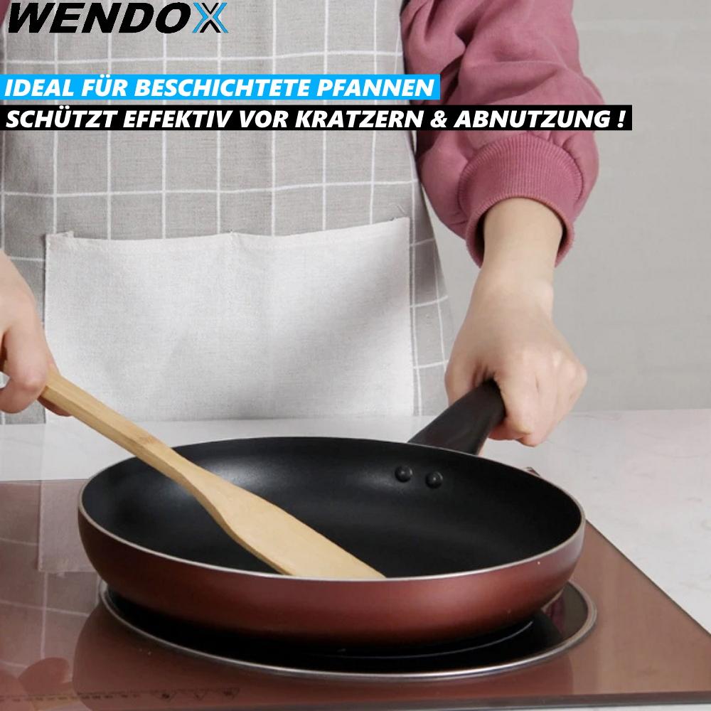 WENDOX Pfannenwender Bratenwender Holzschaber 2er Set [mit & ohne Schlitz]