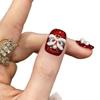 3D Embossed Lion Design New Year Wearable Red Nails - Festive Detachable Short Manicure
