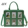 Unique Cute Cat Print Tote Women Bag, Faux Leather Shoulder Artistic Patterns, Casual Bag Stylish Crossbody Handbag for Work Daily Use Vintage Pattern