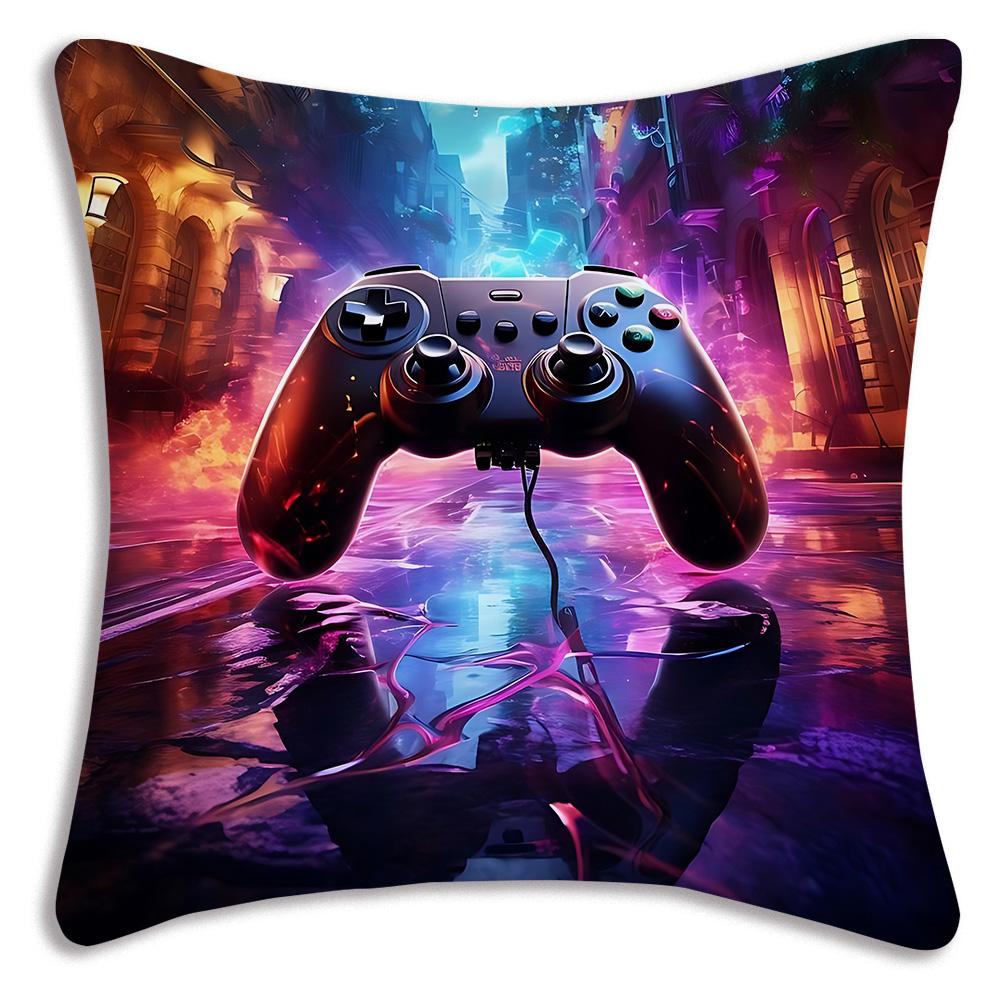 Hot Colorful Game Gamepad Pillow Covers Cartoon Sofa Decorative Home Double-Sided Printing Short Plush Cute Cushion Cover