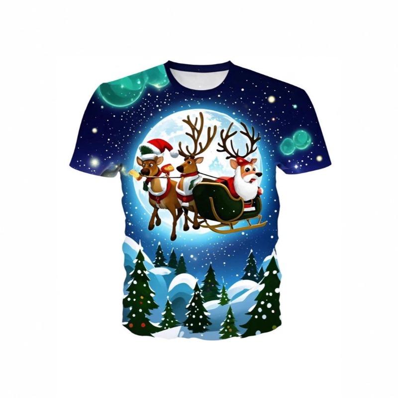 

Летняя футболка с коротким рукавом и рождественским принтом, повседневная, модная, свободная, универсальная, удобная мужская футболка M