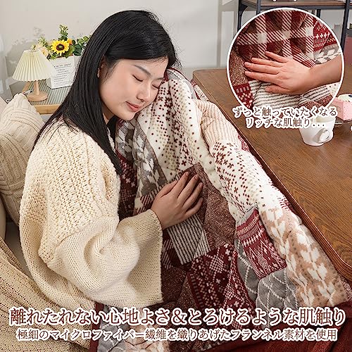 JEMA Kotatsu Futon, Space-Saving, Square, Kotatsu Comforter with Slit Design, Washable, Stylish Flannel Fabric, Warm and Smooth, 180x180cm, Snail Patt