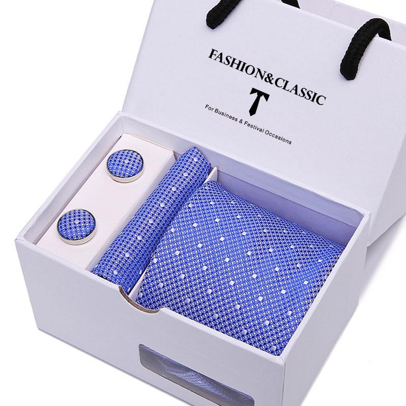 Men's Tie Gift Set: Striped & Polka Dot Tie, Pocket Square, Cufflinks