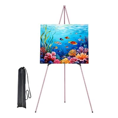 Folding Metal Art Easel With Strong Construction And Stable Triangle Base For Painting Classes And Gallery Displays
