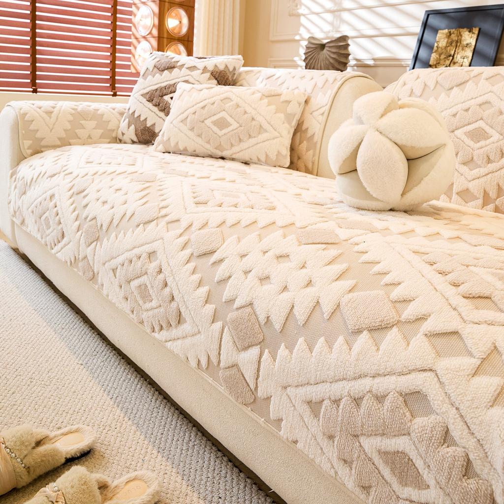 Fleece Boho Jacquard Verdicken Warm Winter Sofaüberwurf, Rutschfest Weiches Sofa Handtuch Wohnzimmer Möbeldekor Überwurf Sofa Handtuch