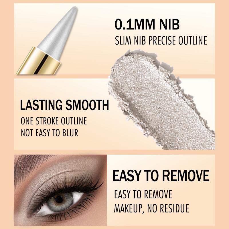 Glatter Gel-Eyeliner-Stift Wasserdicht Silber Schwarz Hohe Pigmentierung Wischfest Eyeliner-Stift Mehrfach verwendbar Lidschatten Make-up Kosmetik