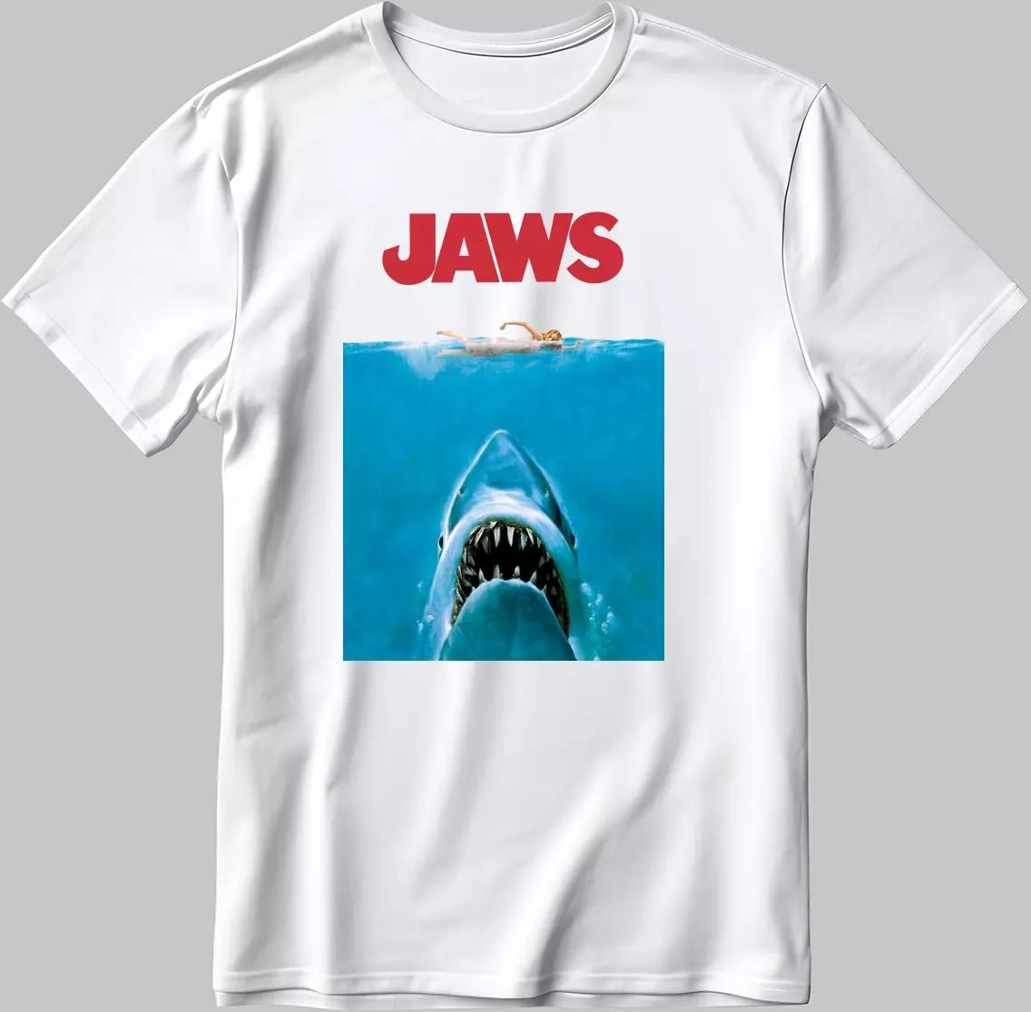

Jaws Pattern T-shirt Men s Summer Casual Versatile Comfortable Loose Short-sleeved Cotton Crew Neck Top Trendy Men s Clothing S