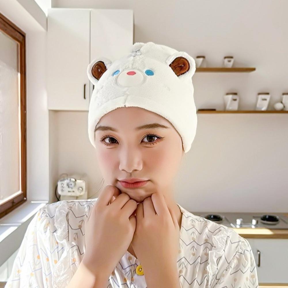 Magic Microfiber Little Bear Dry Hair Cap Absorbent Quick Bear Drying Towel Cartoon Shower Cap Spa