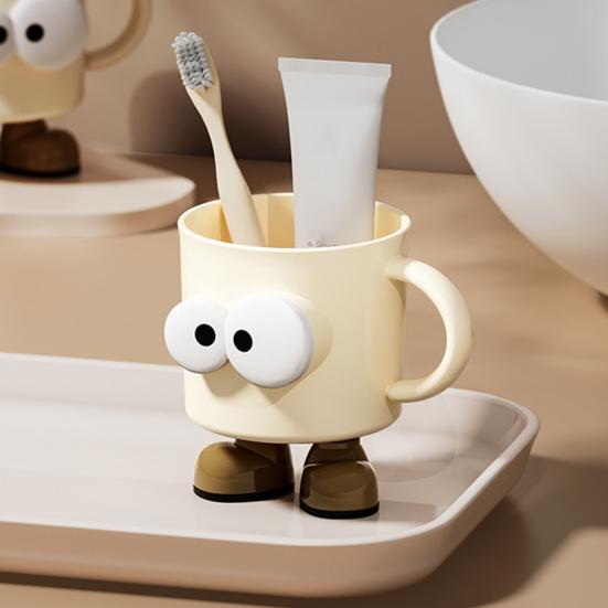 Mouthwash Cup Cartoon Design Unbreakable Toothbrush Holder Ergonomic Handle Dishwasher Safe Water Mug
