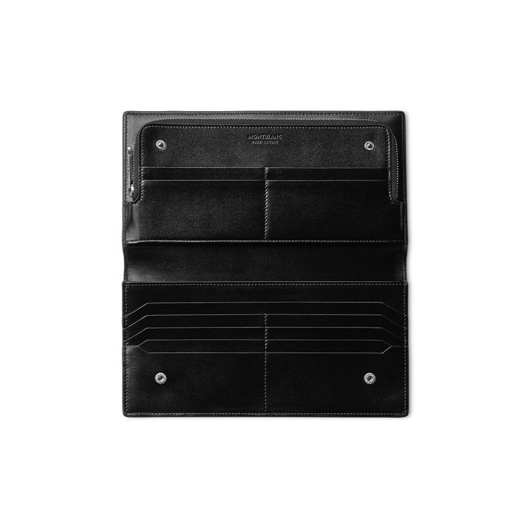 Montblanc Meisterstück Series Logo Snap Closure Grain Calfskin Clutch Mini Men clutch Black 129903