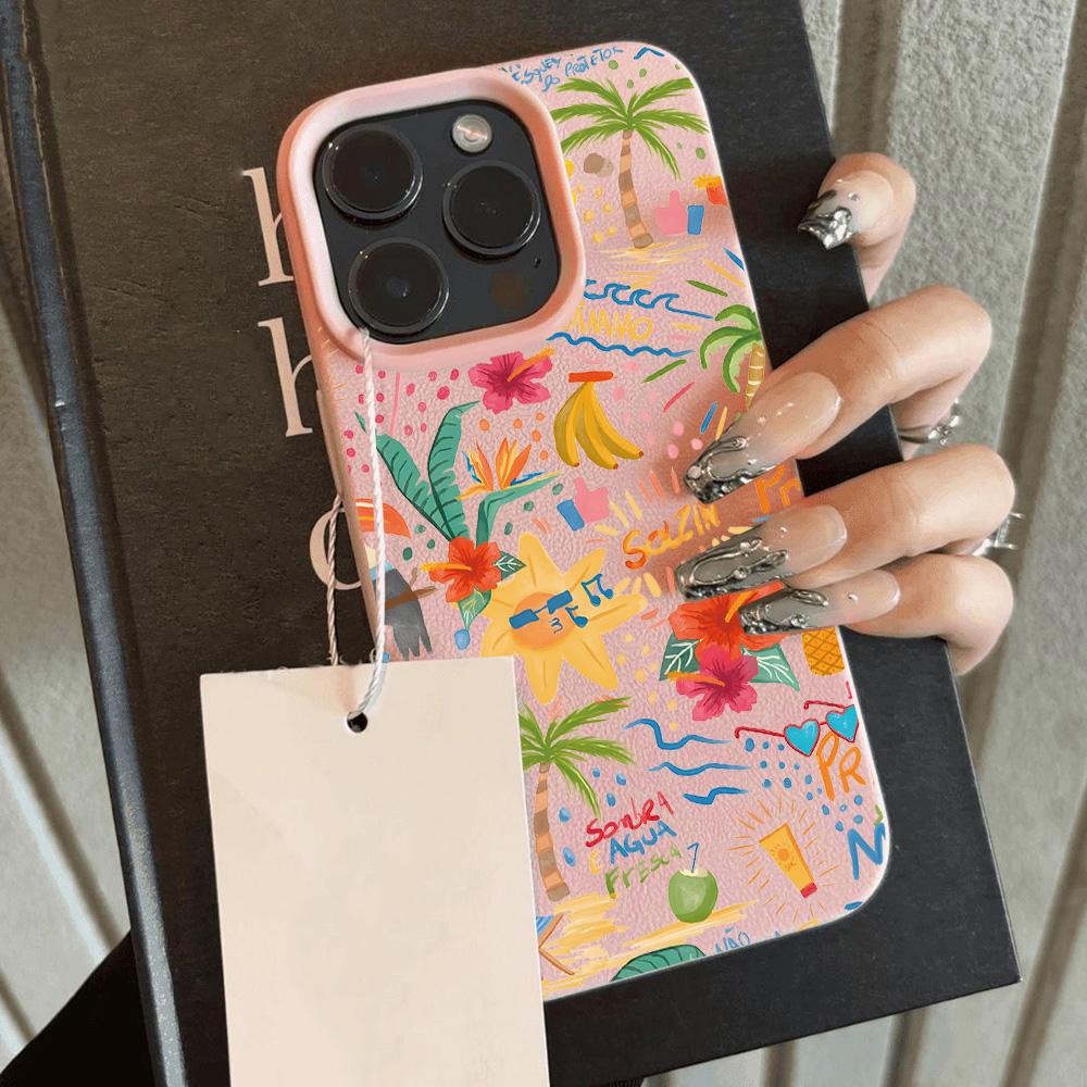 Dreamy Cool Flower Lily Luxury Lichee Leather Pattern Phone Case For iPhone 17 16e 16 15 14 13 12 11 Air Pro Max Plus X XR XSMax