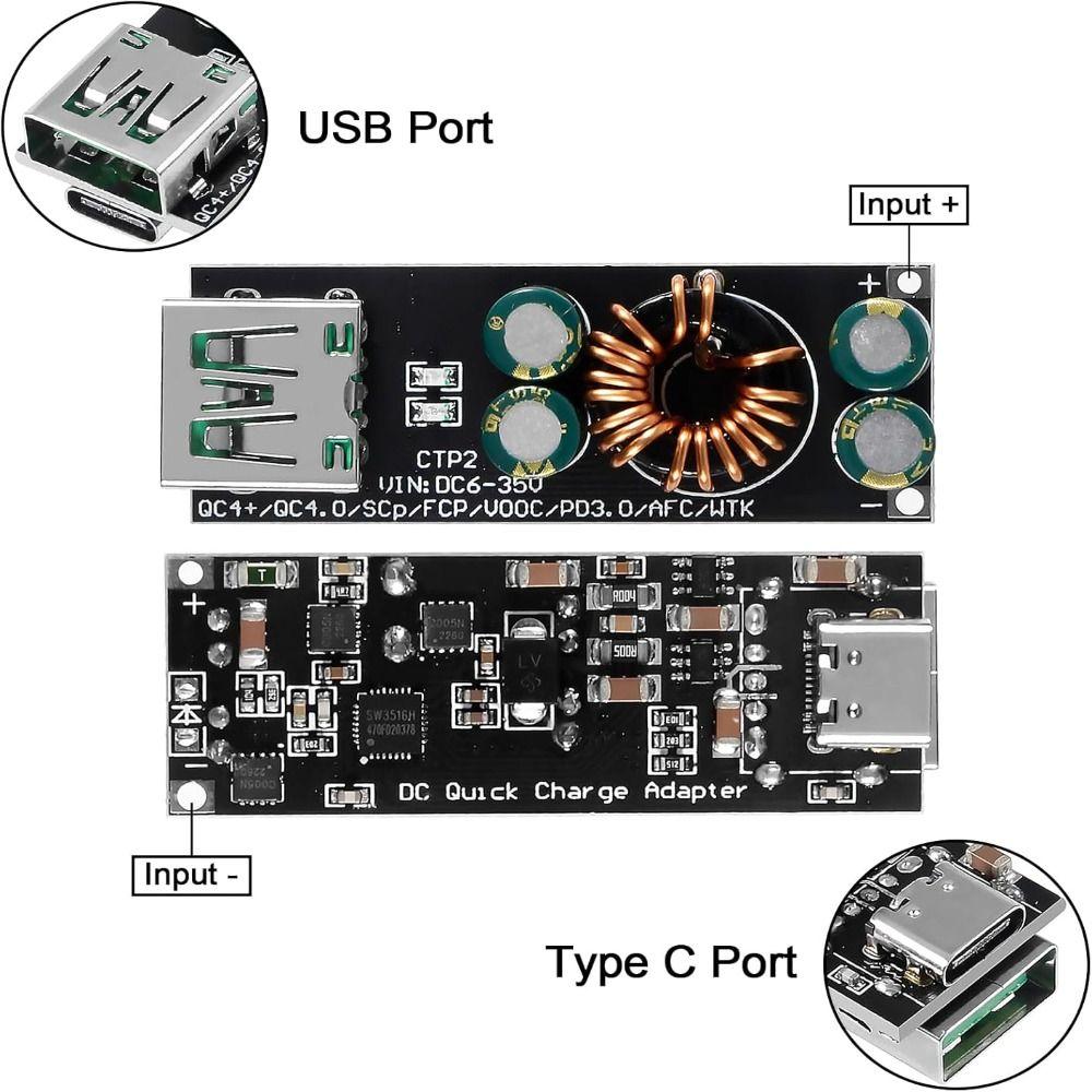 60W 6-35V Fast Charging Module USB Type C Quick Charge Adapter Step-Down Power Module Mobile Phone