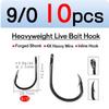 10PCS/Bag 4X Strong Live Bait Hook 3/0 - 11/0 Heavy Duty Saltwater Single Jig Fishhook for Deep Sea Boat Fishing