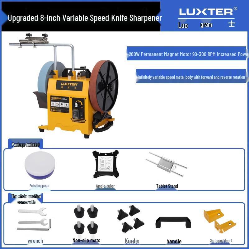 LUXTER Variable Speed Electric Knife Sharpener, 8/10-inch Water-Cooled Grinding Wheel.