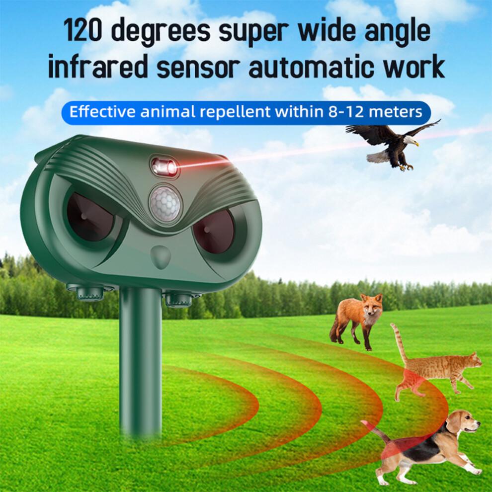 Easy Install Solar Powered Animal Repeller Ultrasonic & LED Lights