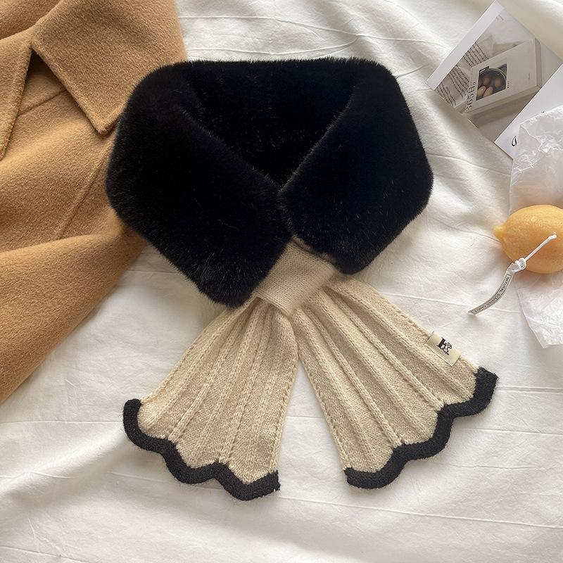Soft waxy imitation rabbit hair knitted wool scarf female winter tide mermaid versatile student scarf