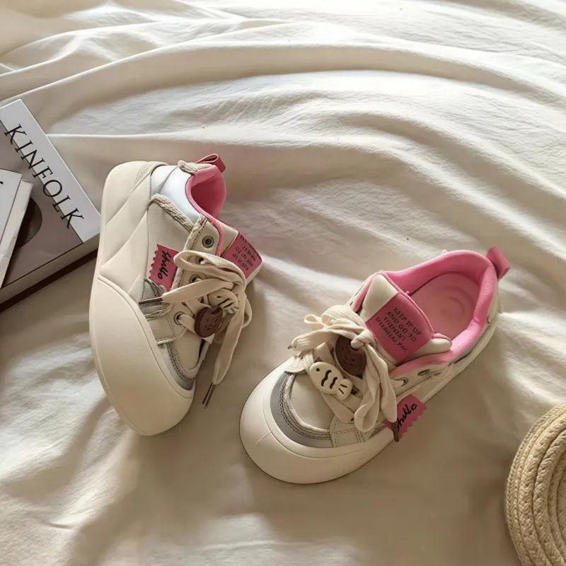 Original Niche Big Head Bread Shoes Women's Spring New Student Versatile Little White Shoes Thick Baseplate Shoes