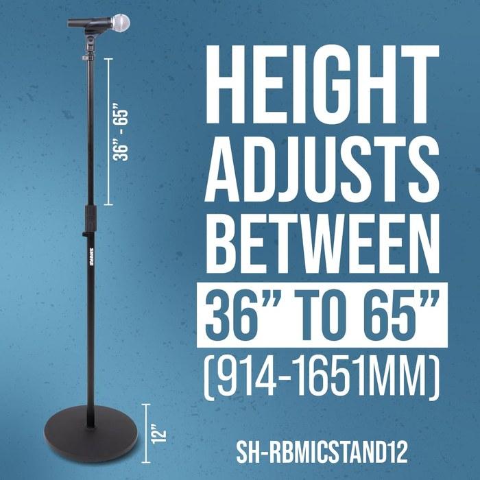 Shure by Gator Microphone Stand Straight Type with Shock-Absorbing Round Base SH-RBMICSTAND12 Black