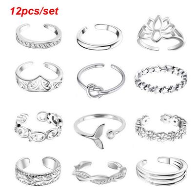 12 pièces/set Cadeaux Bijoux Filles Plage Articulation Été Bague de Queue Anneaux de Doigts Anneau d'orteil Ensemble Anneau de Pied