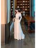 Pure Desire Lace Patchwork Ruched Two-Piece Set: One-Shoulder Cropped Top & Gentle Skirt with Long Sleeves