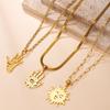 Minimalist Sun Palm Pendant Necklace for Women - Stainless Steel Clavicle Chain