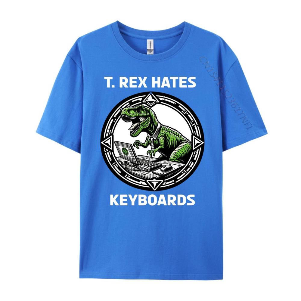 T Rex Hates Keyboards Computers Laptops Mens Designer Clothes Comfortable Luxury Designer Tops Tees Gothic Style