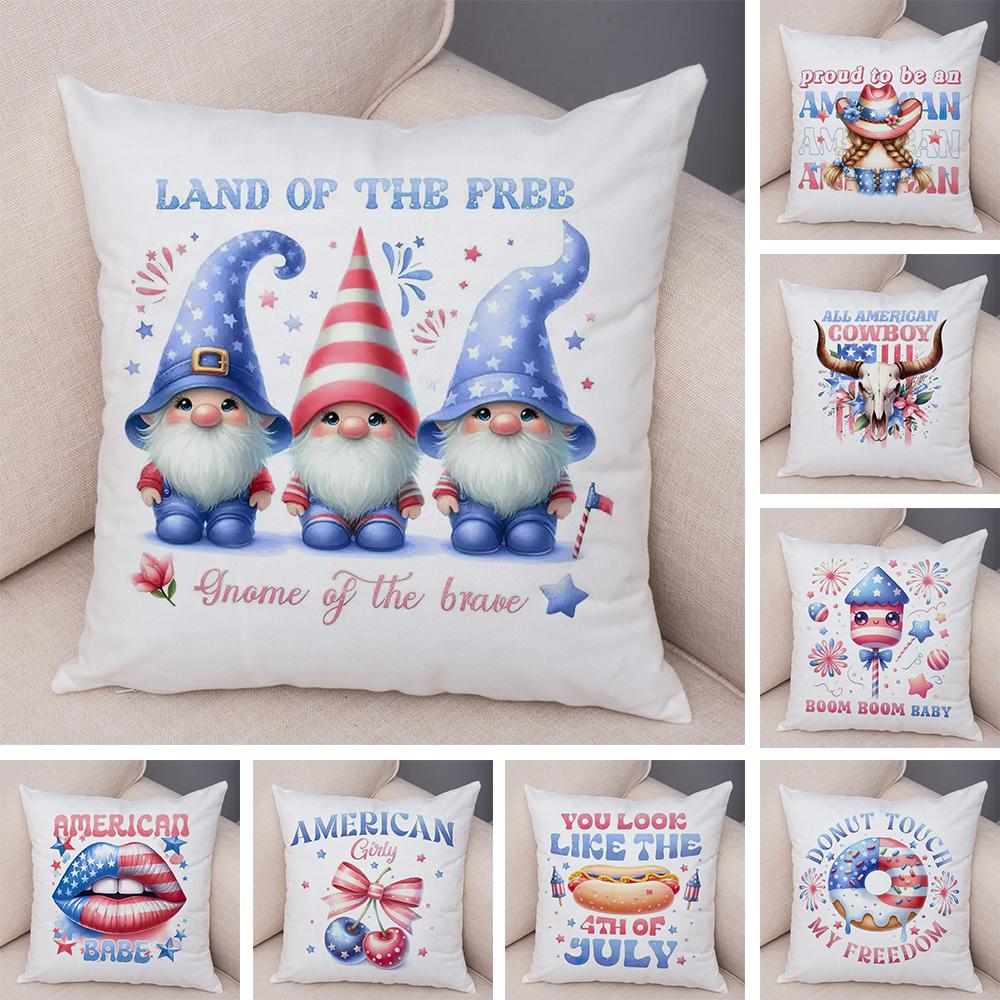 All American Cowboy Pillowcase Double Print Proud American Girl Cushion Cover Soft Plush Freedom Treats Pillowcase for Sofa Home