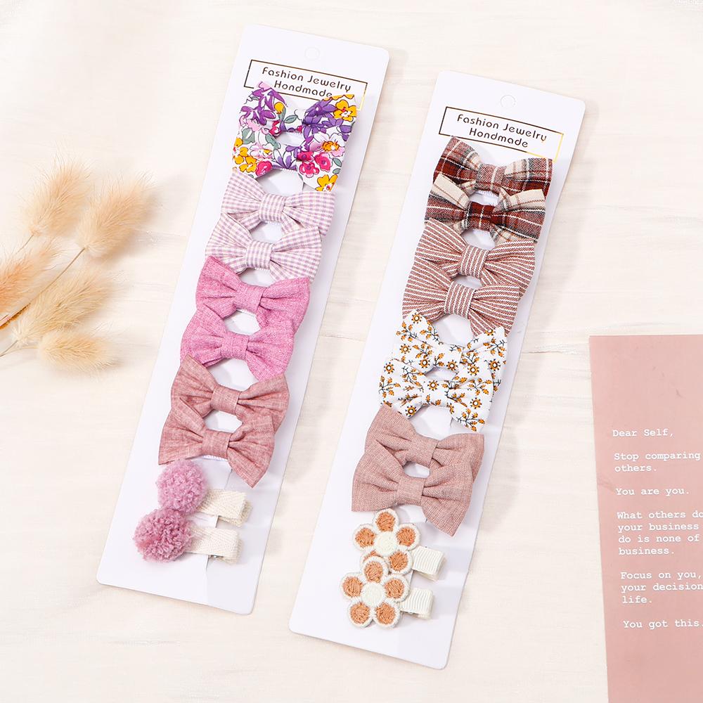 10pcs/lot Handmade Printing Hair Bows Hairclip for Baby Girls Lovely Corduroy Safe Hairpins Barrettes Children Hair Accessories