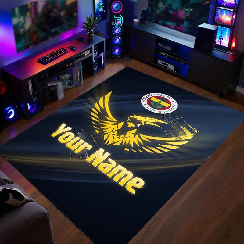 Crystal Velvet Rug Fenerbahçe FC Print Custom Name Text Floor Mat Home Decor