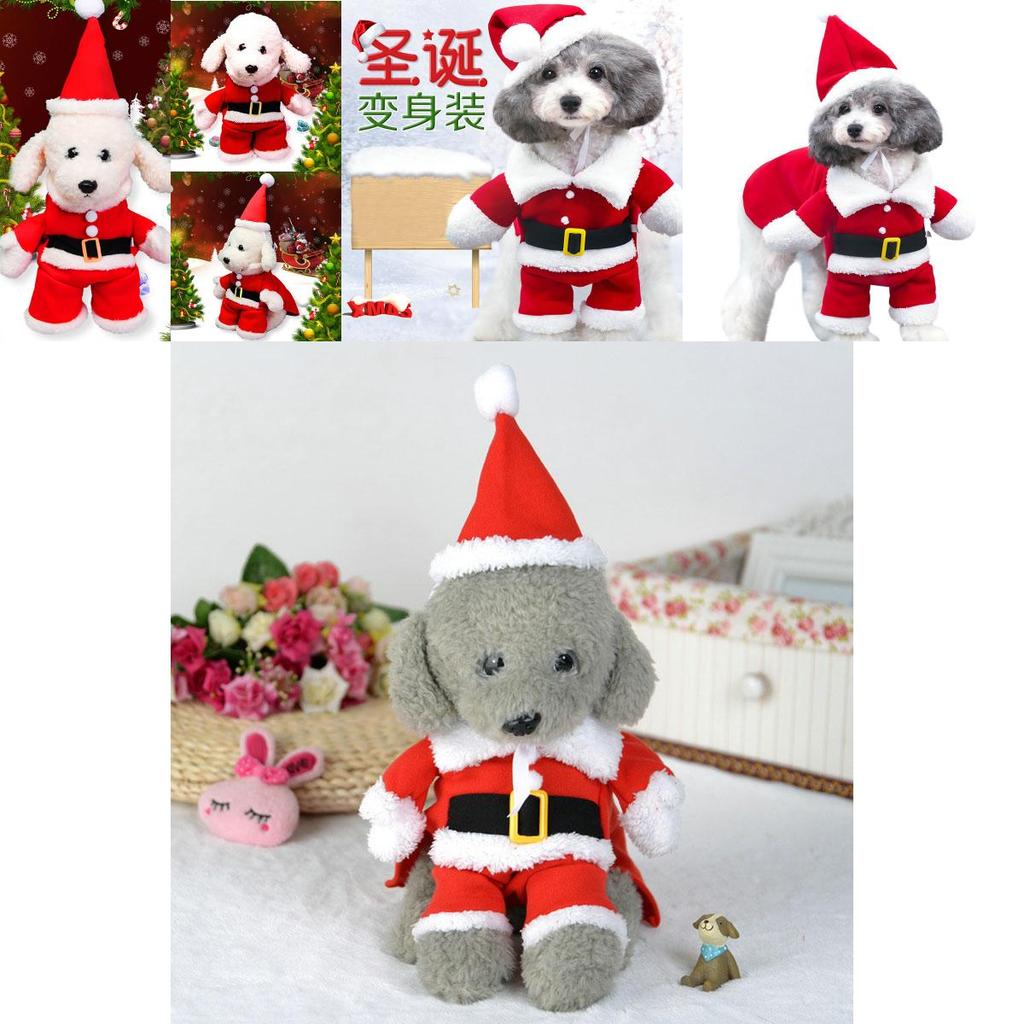 Adorable Red Christmas Santa Claus Pet Costume Outfit For Dogs And Cats With Hat And Cape