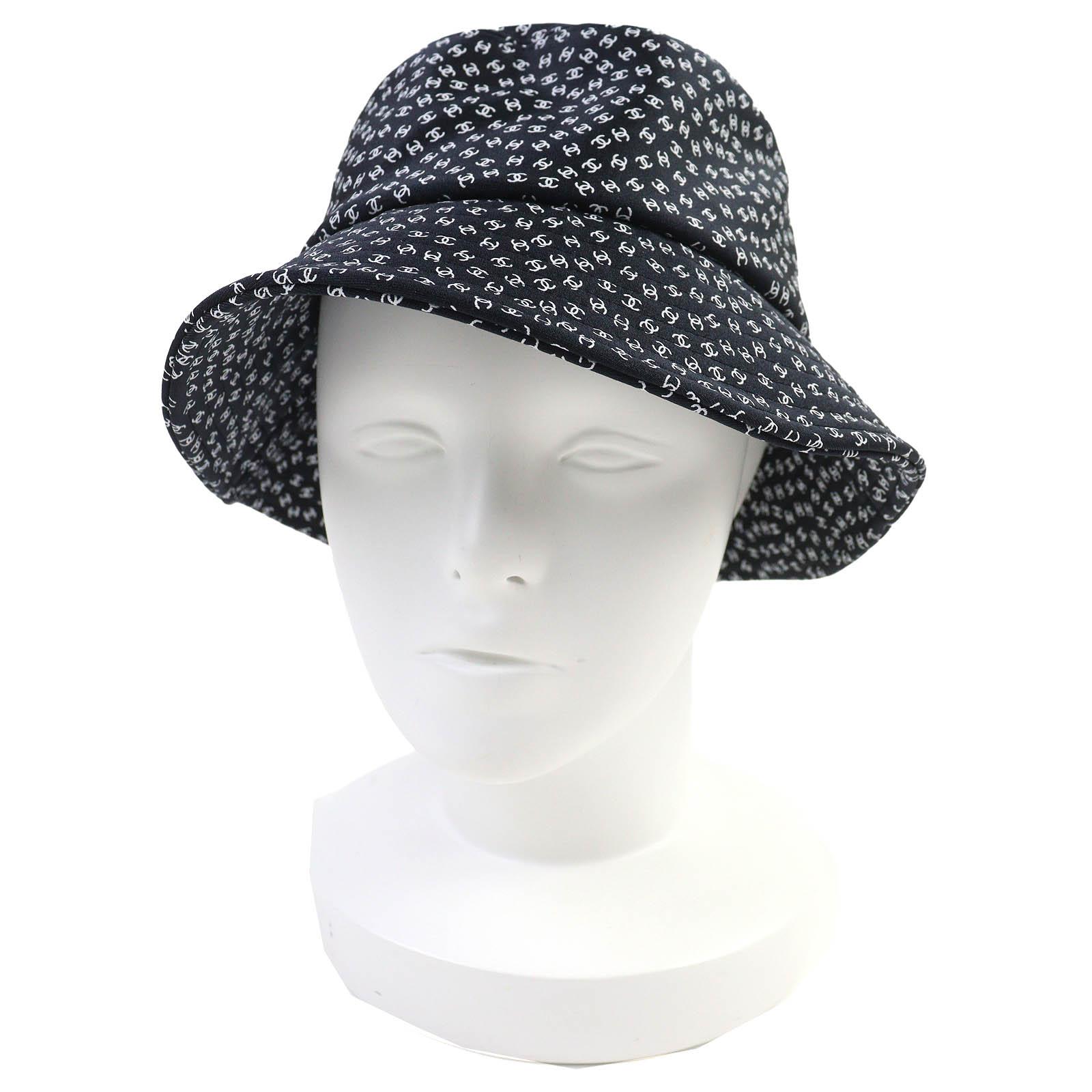 

Pristine CHANEL hat Coco Beach Mini CC logo Black White Nylon Women S Used