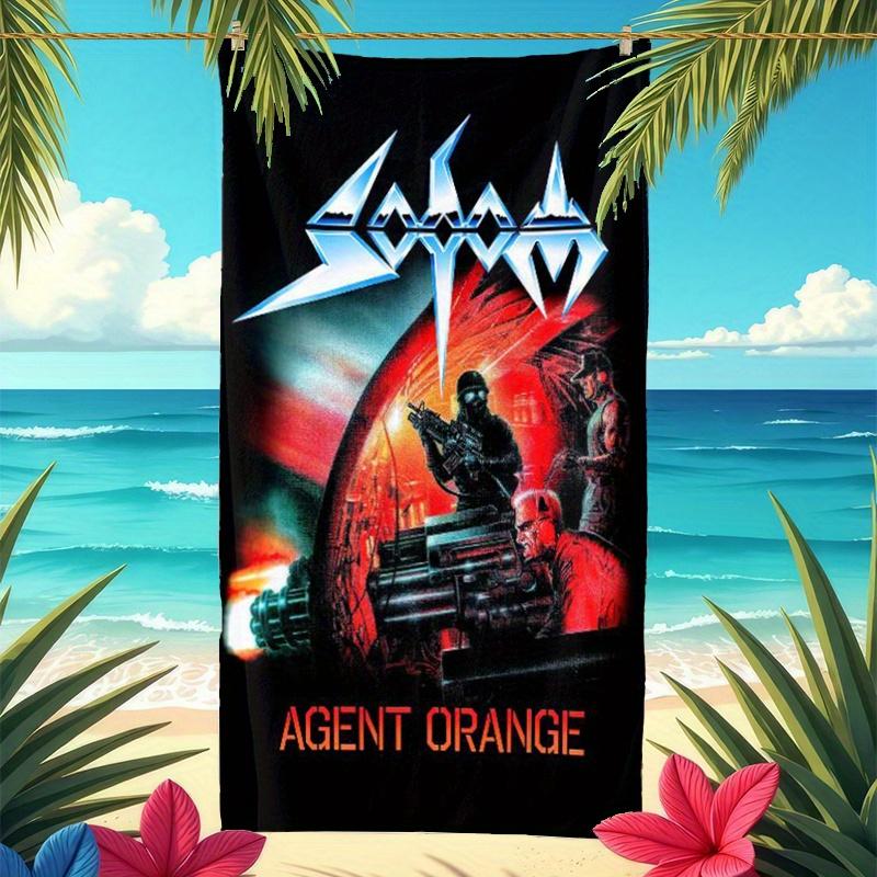 1 ks Sodom Agent Orange Kovová kapela Plážová osuška, Rychleschnoucí lehká polyesterová osuška, Měkká savá Fan Merch pro plavání Trav