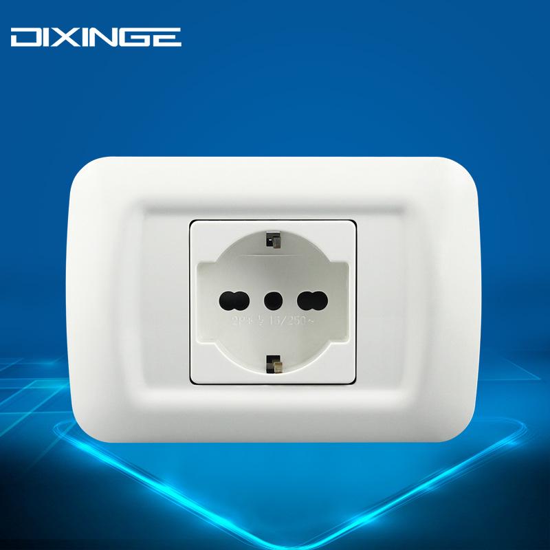 Double Italian-Euro Standard Grounded Wall Socket