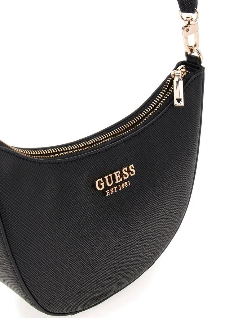 Guess Fedana Mini Top Zip Shredder Shoulder Black Bag, Women's,