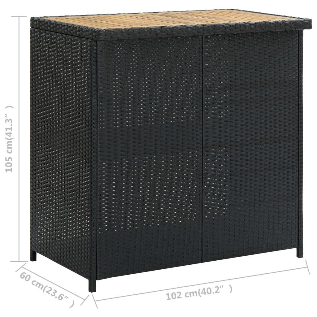 Bar Table Set Poly Rattan Black Wooden Tabletop Steel Frame Stable Seating Cushion Pub Dining Set Us Local Shipping