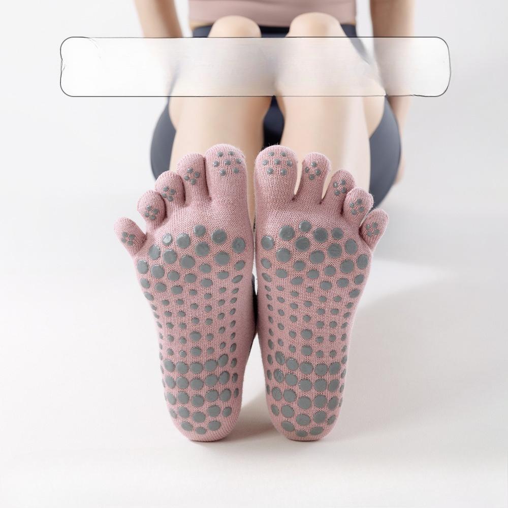 Five-finger Yoga Socks in Solid Color with Backless Straps, Women's Sports Toe Separation, Anti-slip and Breathable, Summer Pilates Socks
